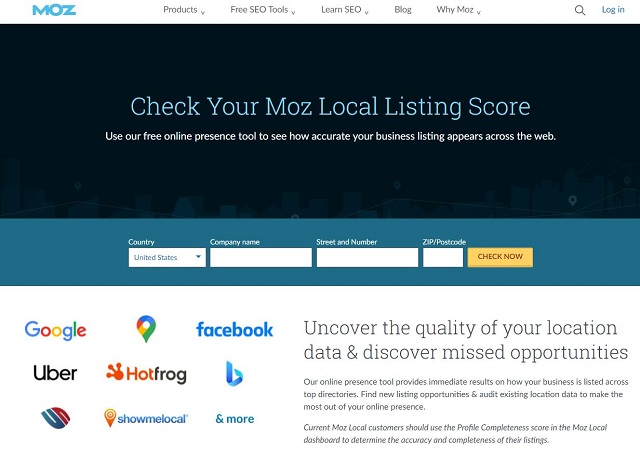 Moz Local Listing Score công cụ giúp tìm kiếm và hiện diện vị trí