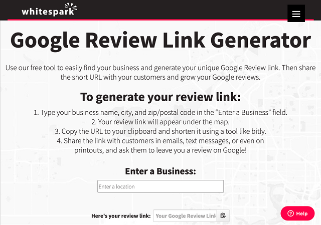 Công cụ Whitespark’s Google Review Link Generator giúp khách hàng đánh giá doanh nghiệp của bạn trên Google